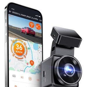 Black Compact Dash Camera with Wi‑Fi - Wireless Car DVR